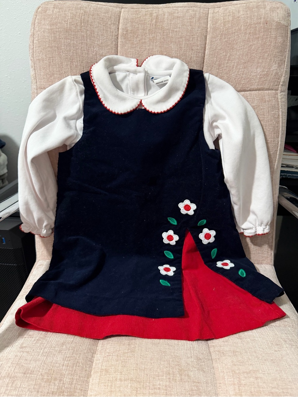 Corduroy Jumper With Flowers for girl